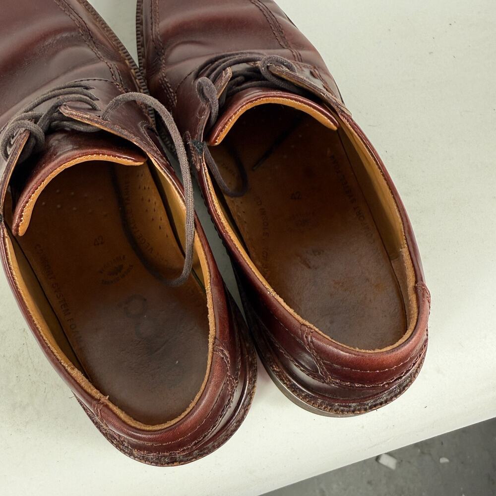 Ecco Austin Oxford Men's 8.5 Maroon Leather Apron Toe Lace-Up Low Top Block Heel - Picture 8 of 10